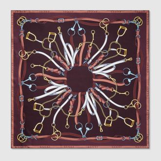 Gucci Printed Silk Twill Carr&eacute;, Bordeaux