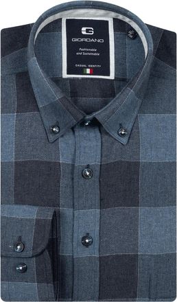 Giordano overhemd donkerblauw geruit button-down