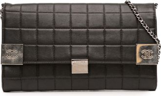 Chanel Pre-owned Womens Chocolate Bar Shoulder Bag - Black Leather - One Size