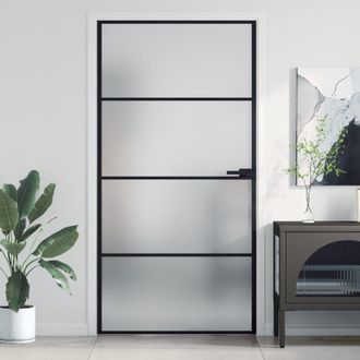 Berkfield Home Interior Door Slim Black 102.5x201.5 cm Tempered Glass & Aluminium