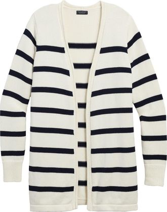 Vineyard Vines Stripe Open Front Cotton Cardigan in Stripe - Marsh/Navy at Nordstrom, Size X-Large