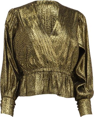 Joie Nadeen Blouse in Metallic Gold Polyester
