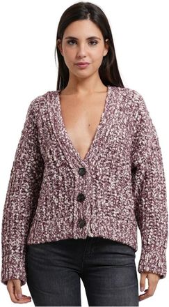 HUGO BOSS Trui met knoopsluiting en wijde hals - Dames - Vesten - Rood - S - Wol - Truien & Vesten