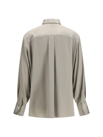 Brunello Cucinelli Womens Silk Satin Shirt, Rosemary