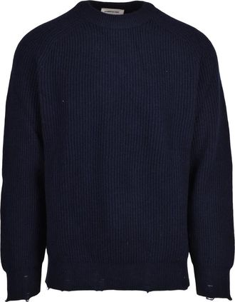 ATOMOFACTORY Blue Wool-Cashmere Ribbed Sweater
