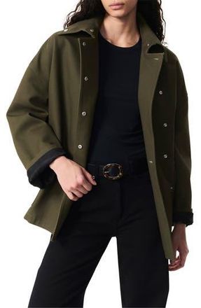Rag & Bone Rue Tie Belt Cotton Jacket in Army Green at Nordstrom Rack, Size Small