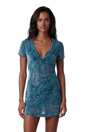 Lords of Harlech Country Floral Womens V-neck Mini Dress in Country Floral Teal at Nordstrom, Size X-Large