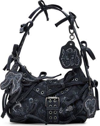 Desigual Y2K Mar&iacute;a Escot&eacute; Denim Shoulder Bag in Black at Nordstrom
