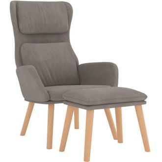 vidaXL Sill&oacute;n De Relax Con Taburete De Terciopelo Gris Claro Vidaxl