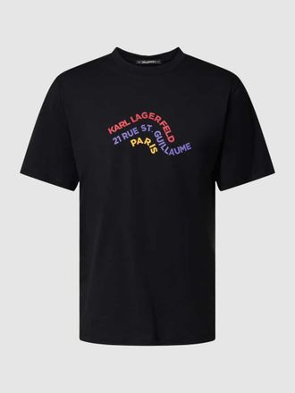 Karl Lagerfeld Relaxed Fit T-Shirt mit Logo-Print Modell WAVE LOGO in Black, Gr&ouml;&szlig;e M