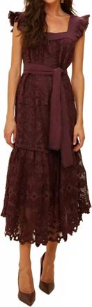 Farm Rio Pineapple Guipure Midi Dress In Brown