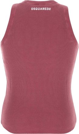 Dsquared2 Mens Ribbed Cotton Tank Top Pink Tops