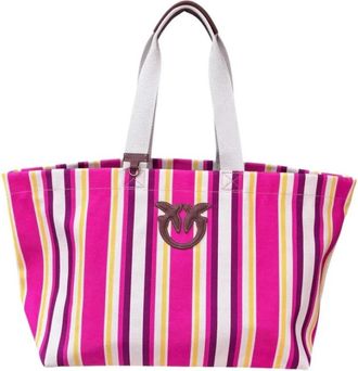 Pinko Canvas Winkel Tas Fuchsia/Geel/Wit Antiek - Dames - Shoppers - Veelkleurig - ONE Size - Tassen