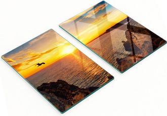 OEM Taglieri Decorativi In Vetro Con Motivo Tramonto Sul Mare, 2x40x52 Cm