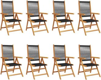 vidaXL Vidaxl - Sillas De Jard&iacute;n Reclinables 8 Uds Madera Maciza Acacia Negro