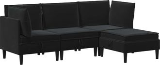 vidaXL Juego De Muebles De Sal&oacute;n 4 Uds. Negro Terciopelo Vidaxl