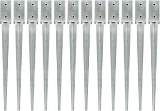 vidaXL Vidaxl - Picas De Tierra 12 Uds Acero Galvanizado Plateado 7x7x75 Cm