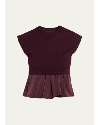 3.1 Phillip Lim Combo Merino Wool-Blend Peplum Top