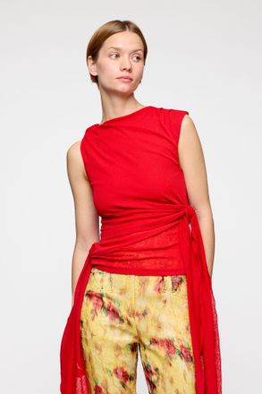 Ganni Top in Marl Mesh - Size 32 Goji Berry