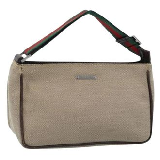 Gucci Pre-owned Vintage Canvas Shoulder Bag - Dames - Pre-owned - Beige - Maat: ONE Size Leer