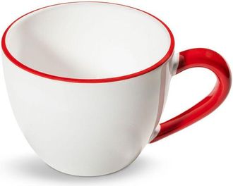 Gmundner Keramik Tazza da t&egrave; Maxima con piattino, bordo rosso rubino - Gmundner Keramik