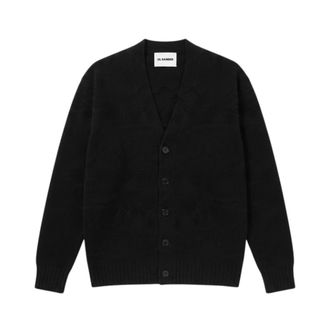 Jil Sander Wollen vest met V-hals - Heren - Truien - Zwart - Maat: L Wol