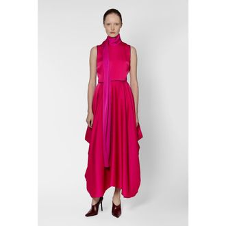 Roksanda Ilincic Aela Textured Satin Maxi Dress in Taffy/ultra Pink at Nordstrom, Size 6