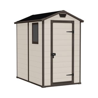 Dmora Dmora - Caseta De Jard&iacute;n Cranbrook, Cobertizo De Jard&iacute;n, Caseta De Jard&iacute;n, Trastero Para Herramientas, 130x192 H198 Cm, Beige