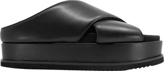 Roam Womens Cross Stack Platform Sandals In Black
