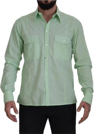 Dolce & Gabbana Casual Shirts - Heren - Casual Overhemden - Groen - 2XL - Katoen - Overhemden