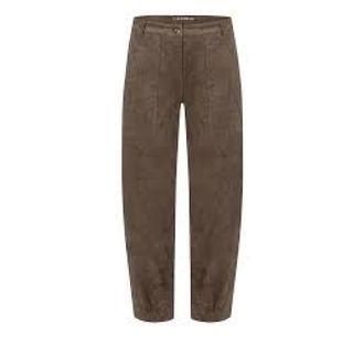 Cambio Broeken, Dames, Bruin, L, Leer, Elegante Geplooide Vegan Suede Shorts