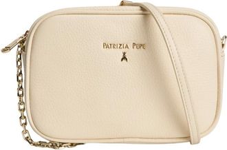 Patrizia Pepe Logo-plaque Crossbody Bag - Dames - Schoudertassen - Beige - ONE Size - Leer - Tassen