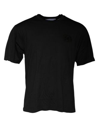 Dolce & Gabbana Black Cotton Crew Neck Short Sleeves Mens T-shirt