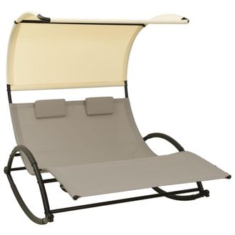 vidaXL Vidaxl - Tumbona Doble Con Toldo Textilene Color Gris Taupe Y Crema