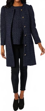 Sail to Sable Womens Tweed Coat In Navy