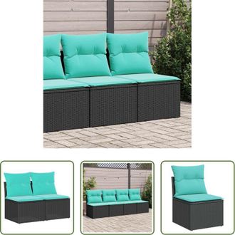 vidaXL vidaXL Cuscini per sedute - Set Divani da Giardino con Cuscini 2 pz Nero Polyrattan Acacia