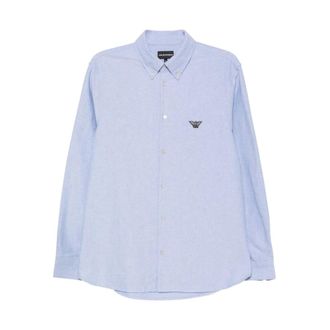 Emporio Armani Camisa de algod&oacute;n - Shirts - Hombre - Azul - 2XL