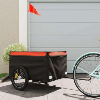 vidaXL Vidaxl - Remolque Para Bicicleta Hierro Negro Y Naranja 45 Kg
