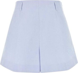 Givenchy Shorts met Hoge Taille en Plooien - Dames - Bermuda - Blauw - S - Katoen - Korte Broeken
