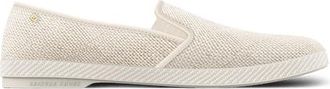 Rivieras Shoes Classic Textured Raffia Slip-On Loafer in Ivory at Nordstrom, Size 45