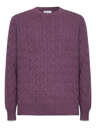 Brunello Cucinelli Maglione a trecce in cashmere - Viola