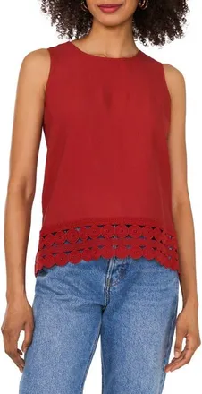 Vince Camuto Circle Lace Trim Tank in Chili at Nordstrom, Size X-Small