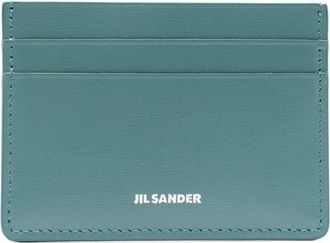Jil Sander logo-print leather cardholder - women - Calf Leather - One Size - Blue