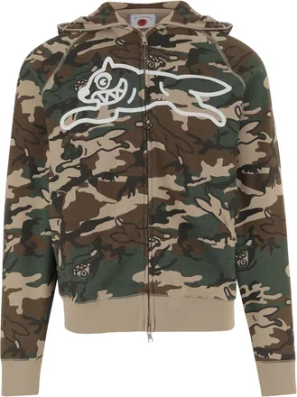 Icecream Camouflage Print Cotton Hoodie With Front Zip Closure