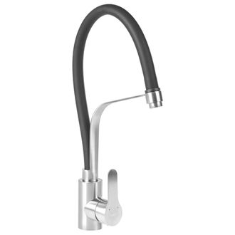 Beliani Grifo De Cocina Extra&iacute;ble Con Aireador Con Resorte De Acero Inoxidable Plateado Palumeu