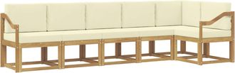 vidaXL Conjunto De Sof&aacute;s De Exterior 6 Uds. Blanco Y Crema Poli&eacute;ster Vidaxl