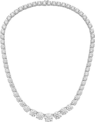 Diana M. Jewels 14kt White Gold 50cts lab grown Round diamond 4 Prong Graduated tennis necklace