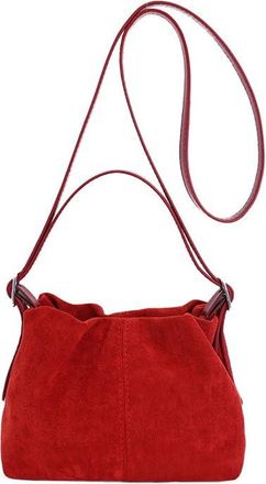 Generic Women Vintage Suede Handbags, Faux Suede Tote Handbags, Drawstring Bucket Bag, Slouchy Crossbody Shoulder Bag (Red, One size)
