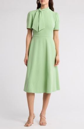 Maggy London Short Sleeve Necktie Midi Dress in Fair Green at Nordstrom Rack, Size 18 (Similar To 16W)