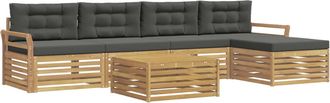 vidaXL Set Di Divani Da Esterno 6 Pz Bianco E Antracite Poliestere Vidaxl